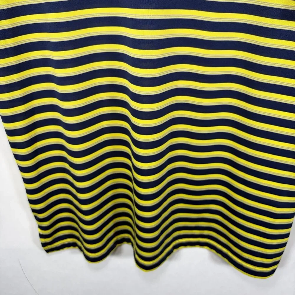 Oakmont Country Club Adidas Golf Polo Shirt Mens XL Navy Yellow Striped EUC